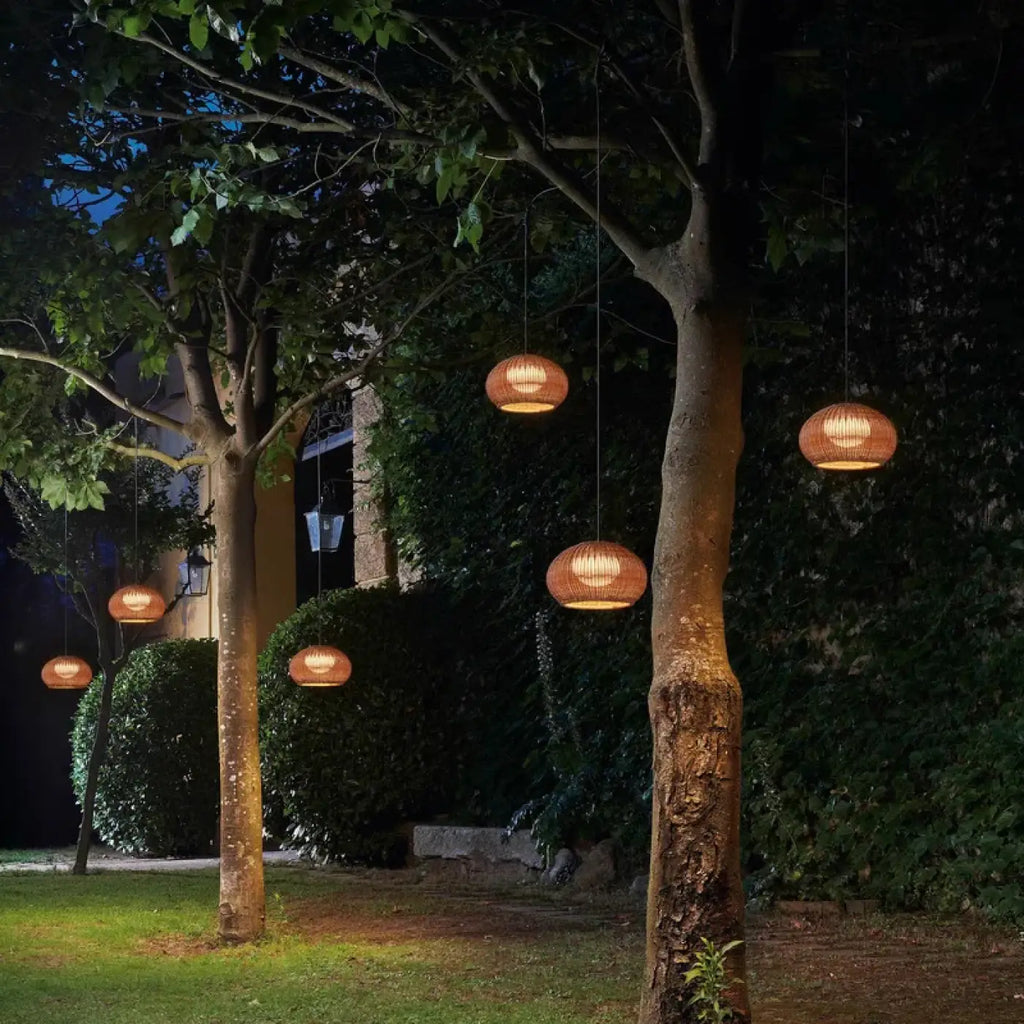 Luminaire extérieur en rotin tissé, quatre tailles S à XL