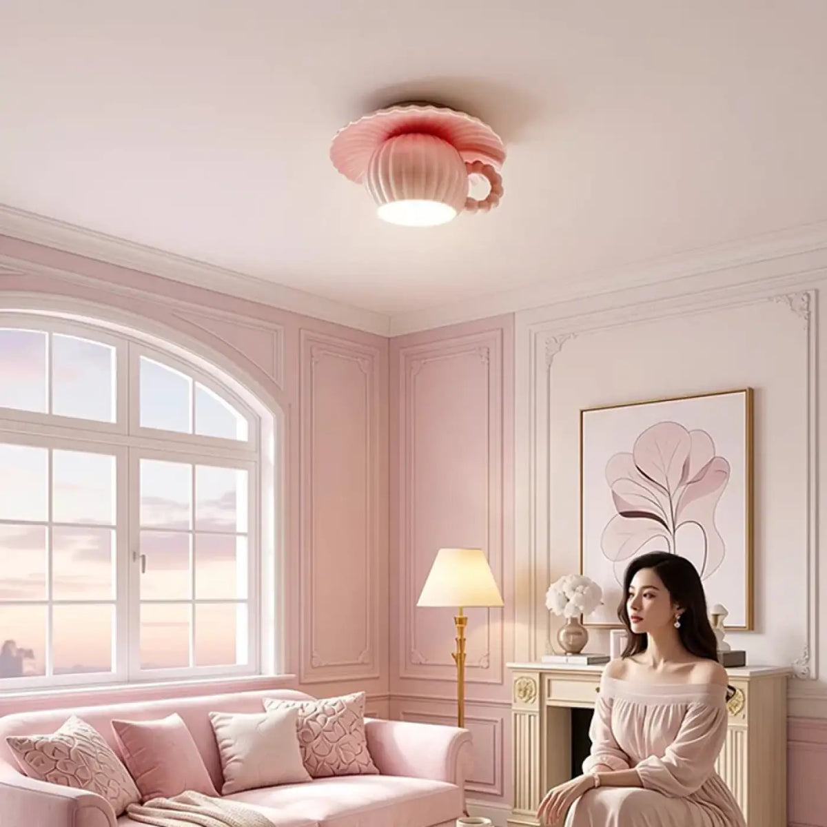 Plafonnier chambre d'enfant pastel, rose ou violet