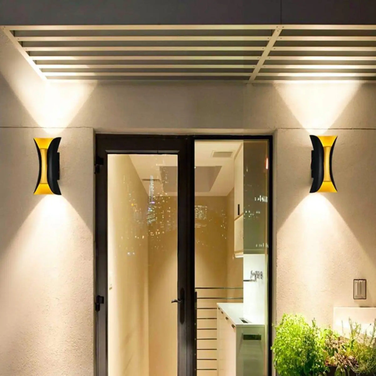 Luminaire extérieur design, noir ou blanc avec intérieur contrasté