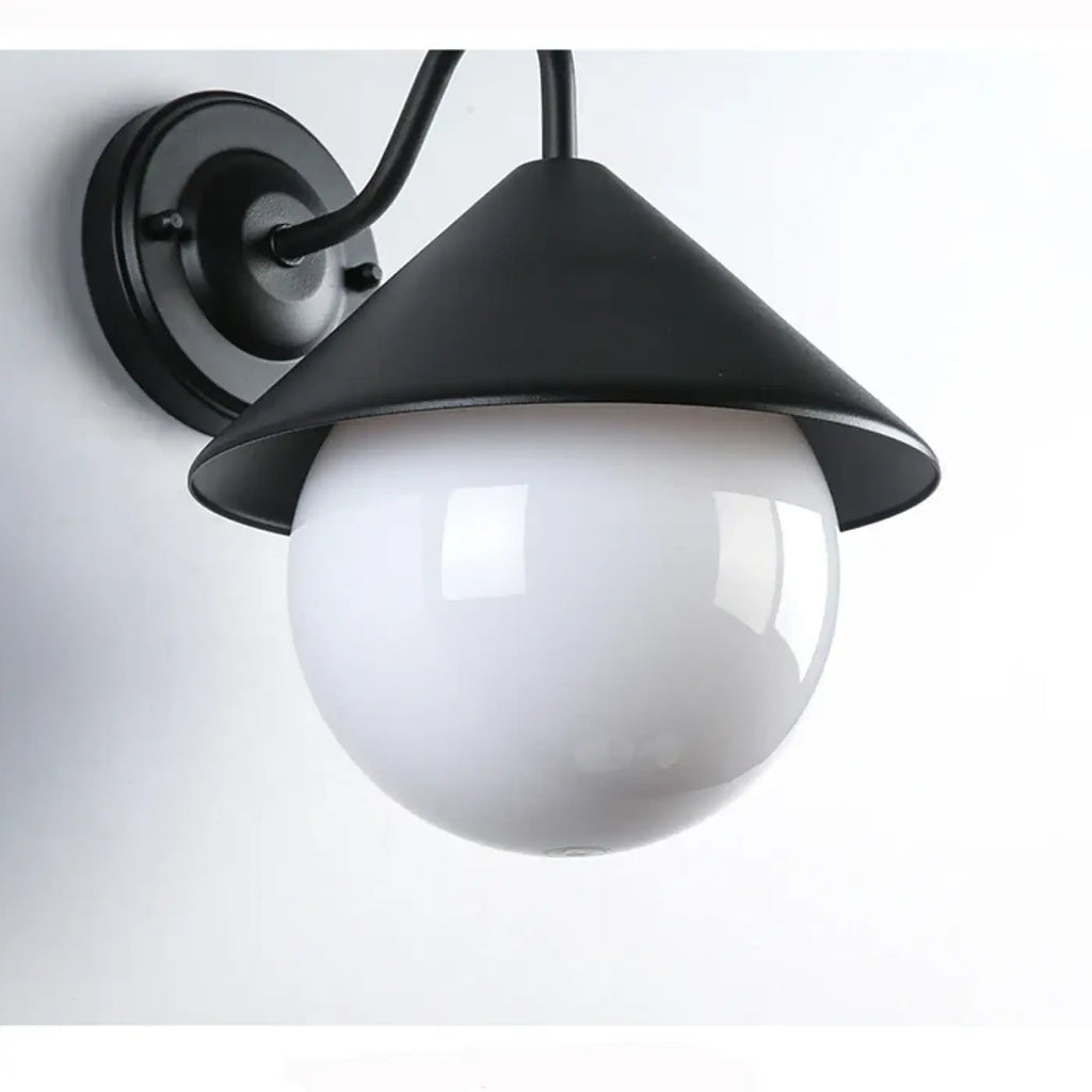 Luminaire extérieur moderne, structure noire et verre blanc