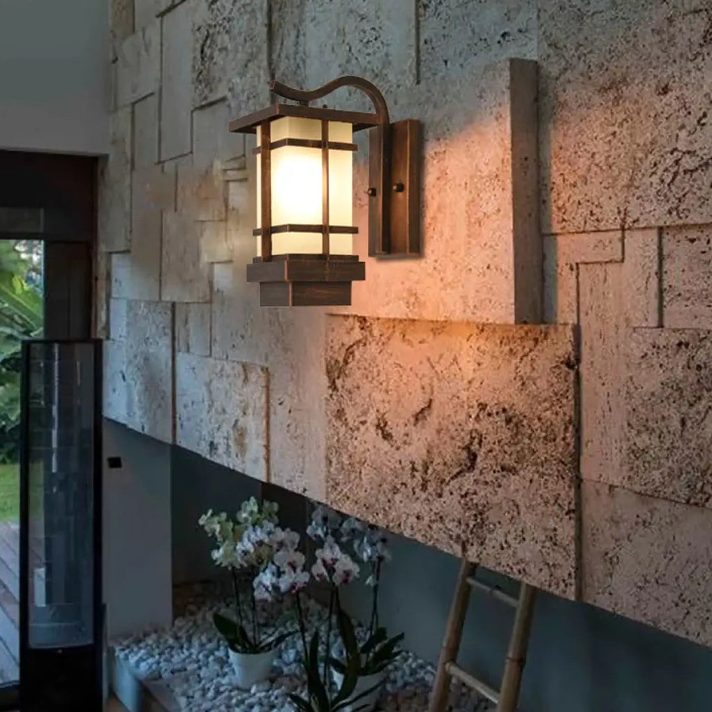 Lanterne murale extérieure de style japonais, noir ou cuivré