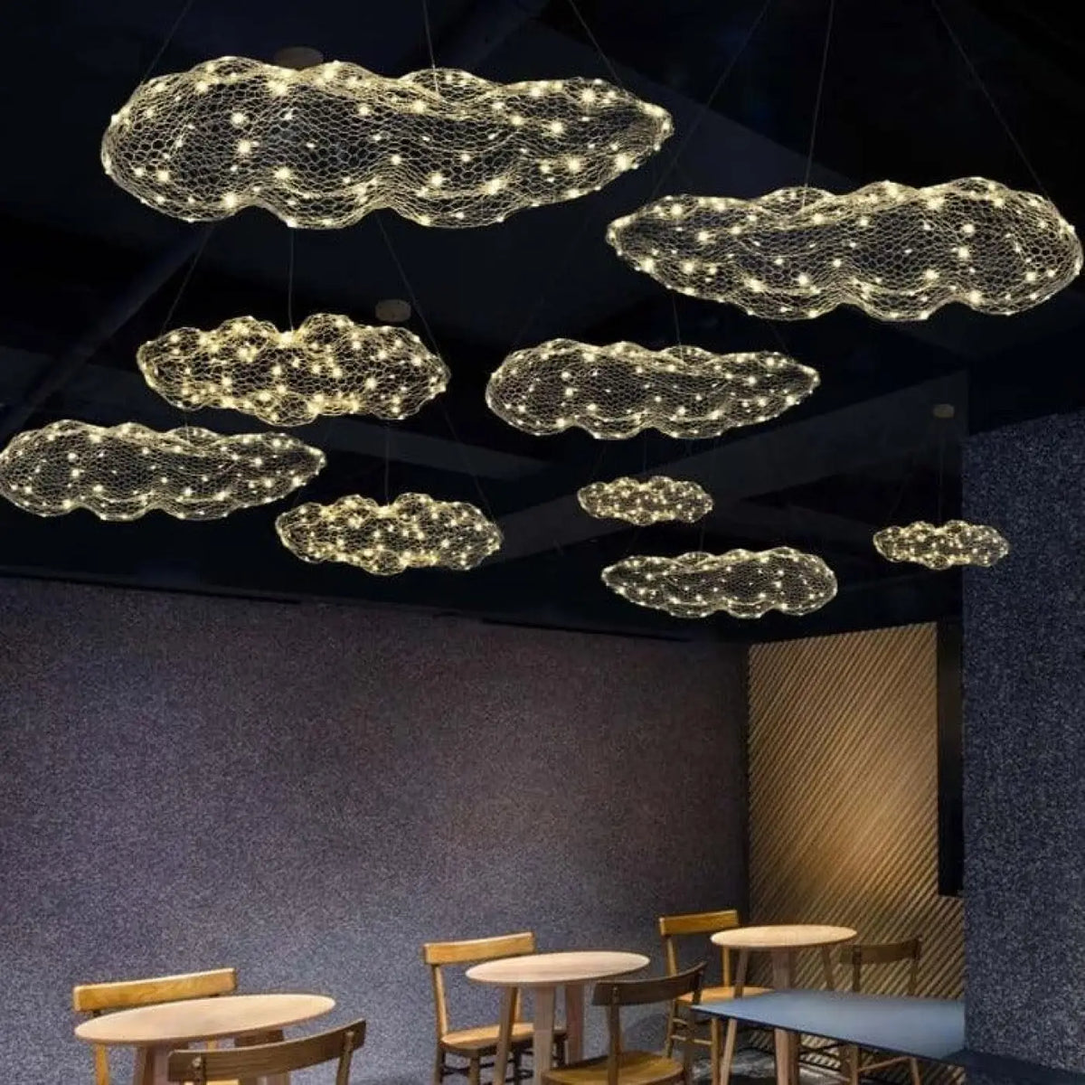 Suspension LED moderne, doré ou argenté, cinq tailles de S à XXL, doré