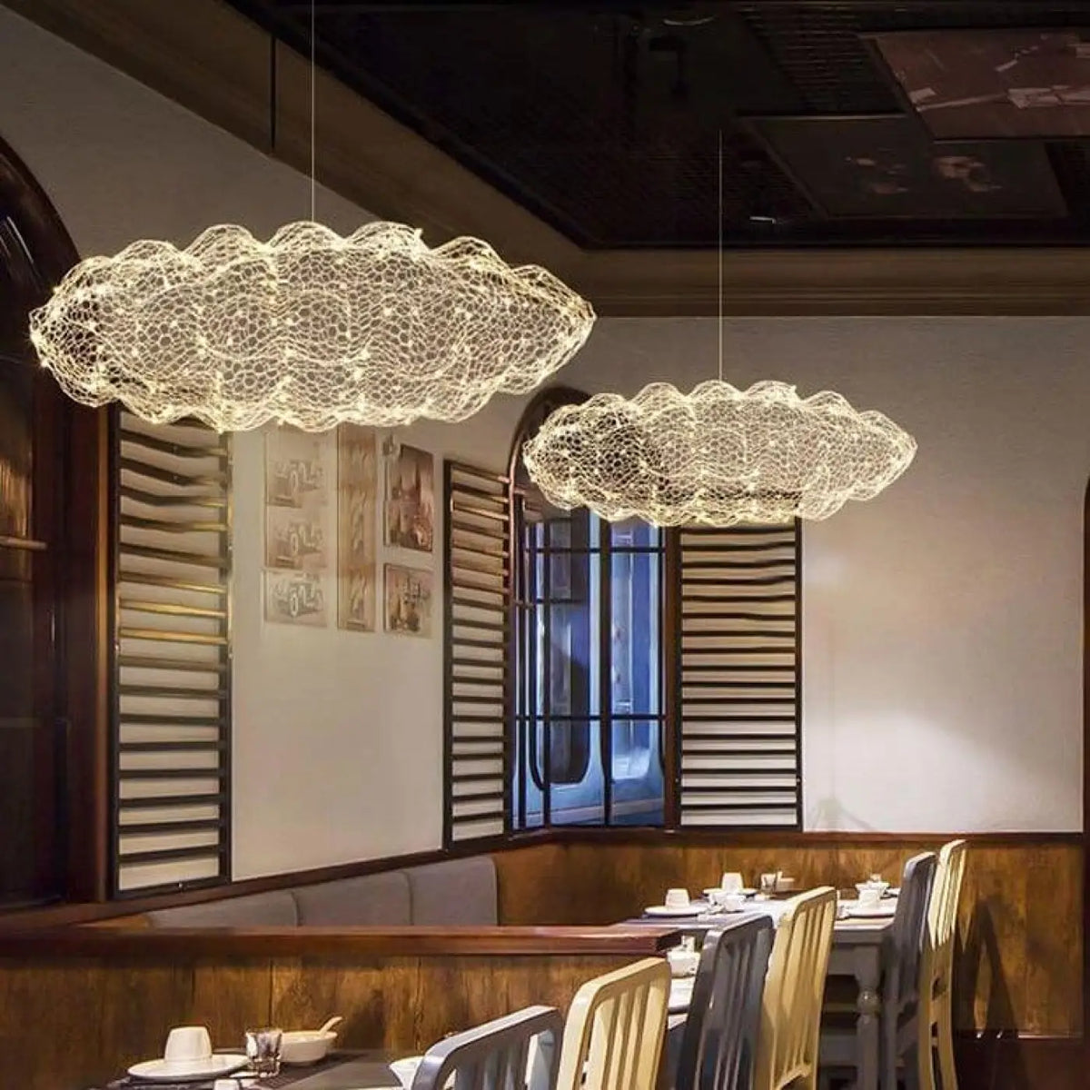 Suspension LED moderne, doré ou argenté, cinq tailles de S à XXL, doré