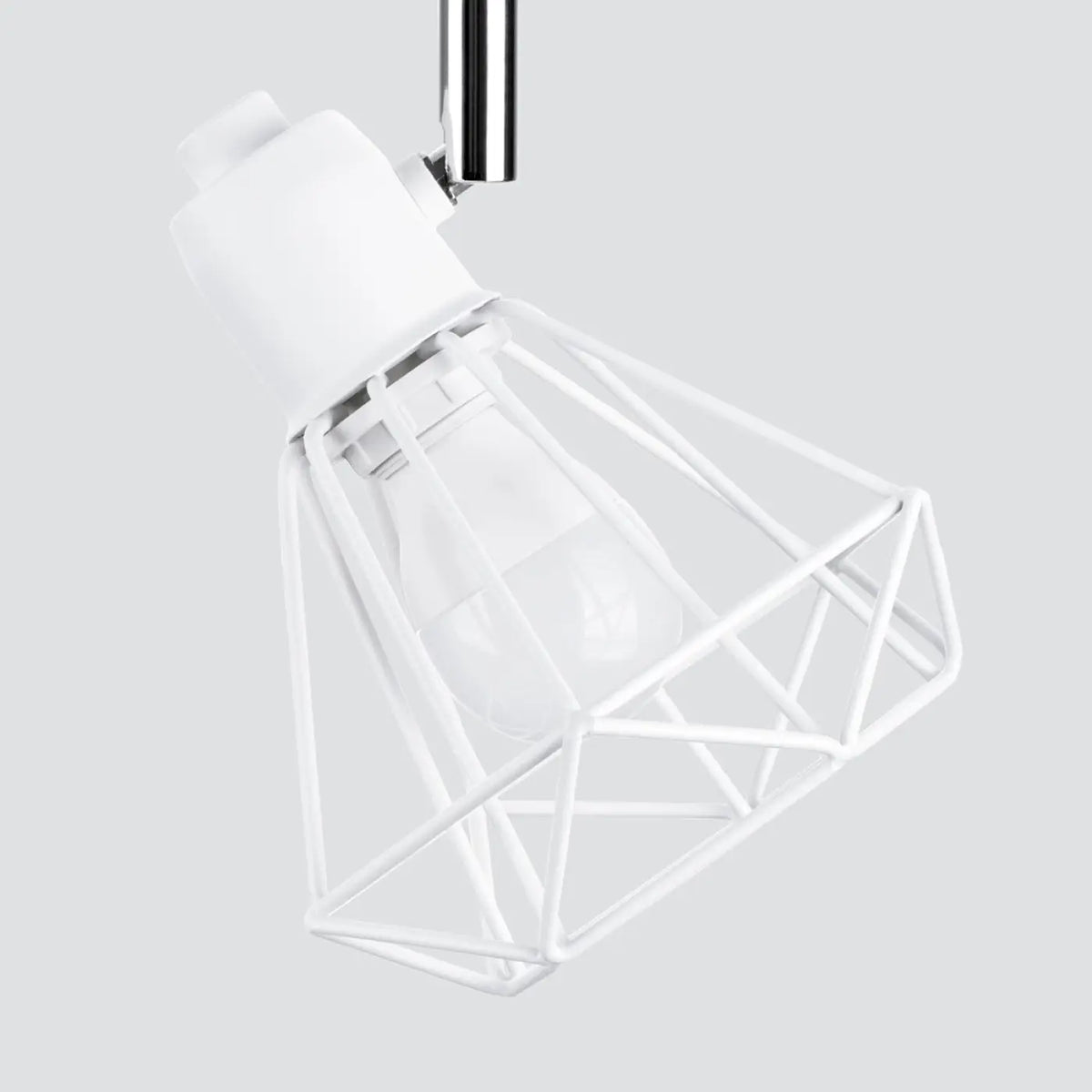 Plafonnier 3 cages en acier blanc, ampoules visibles, 52 cm