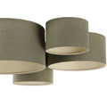 Plafonnier 4 cylindres en tissu vert gris et écru, 92 cm de large