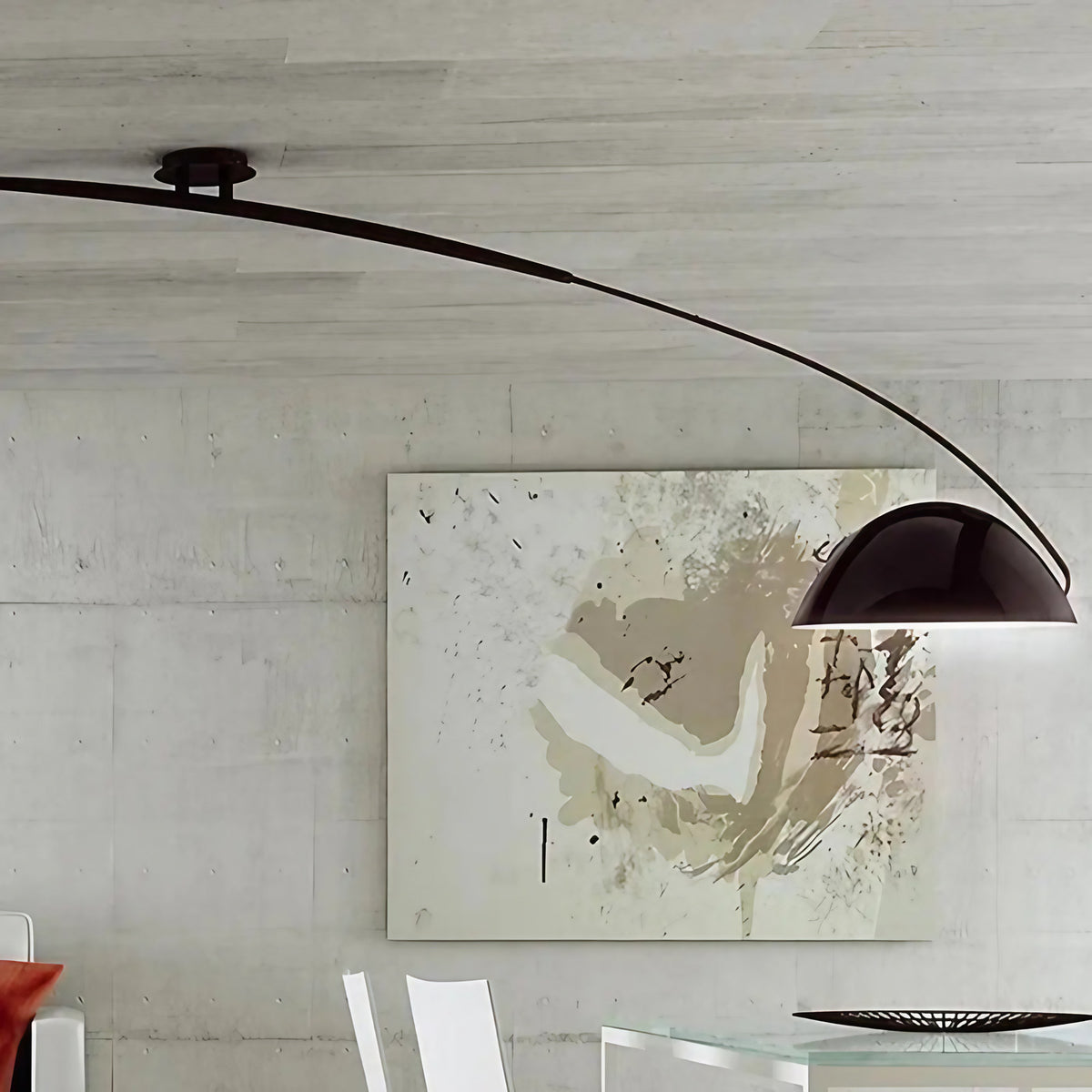 Plafonnier en arc moderne pour salon, blanc ou noir, noir