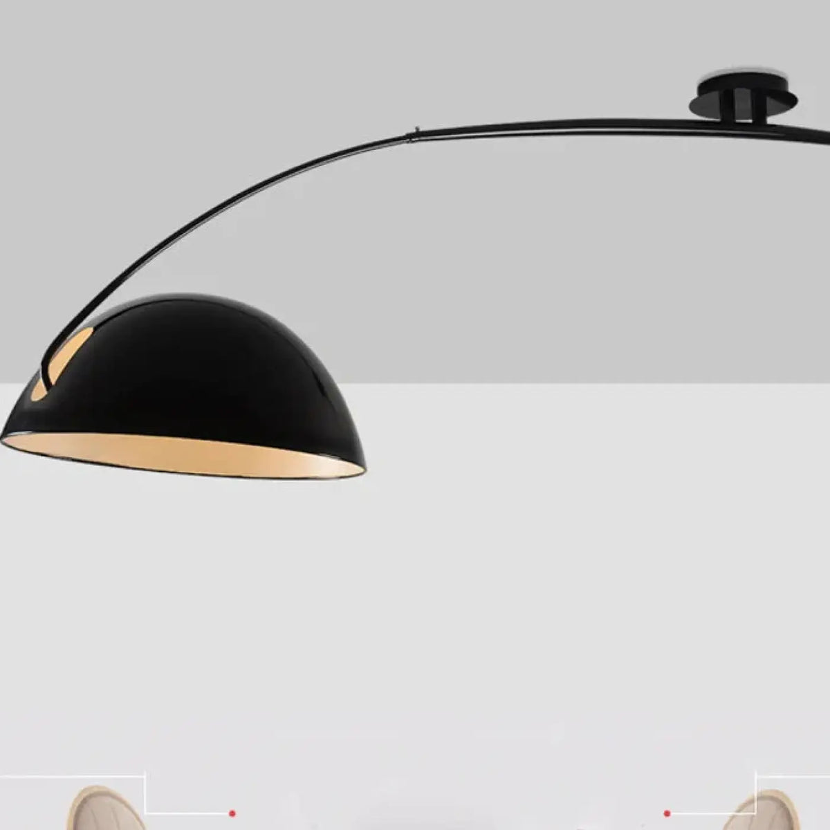 Plafonnier en arc moderne pour salon, blanc ou noir