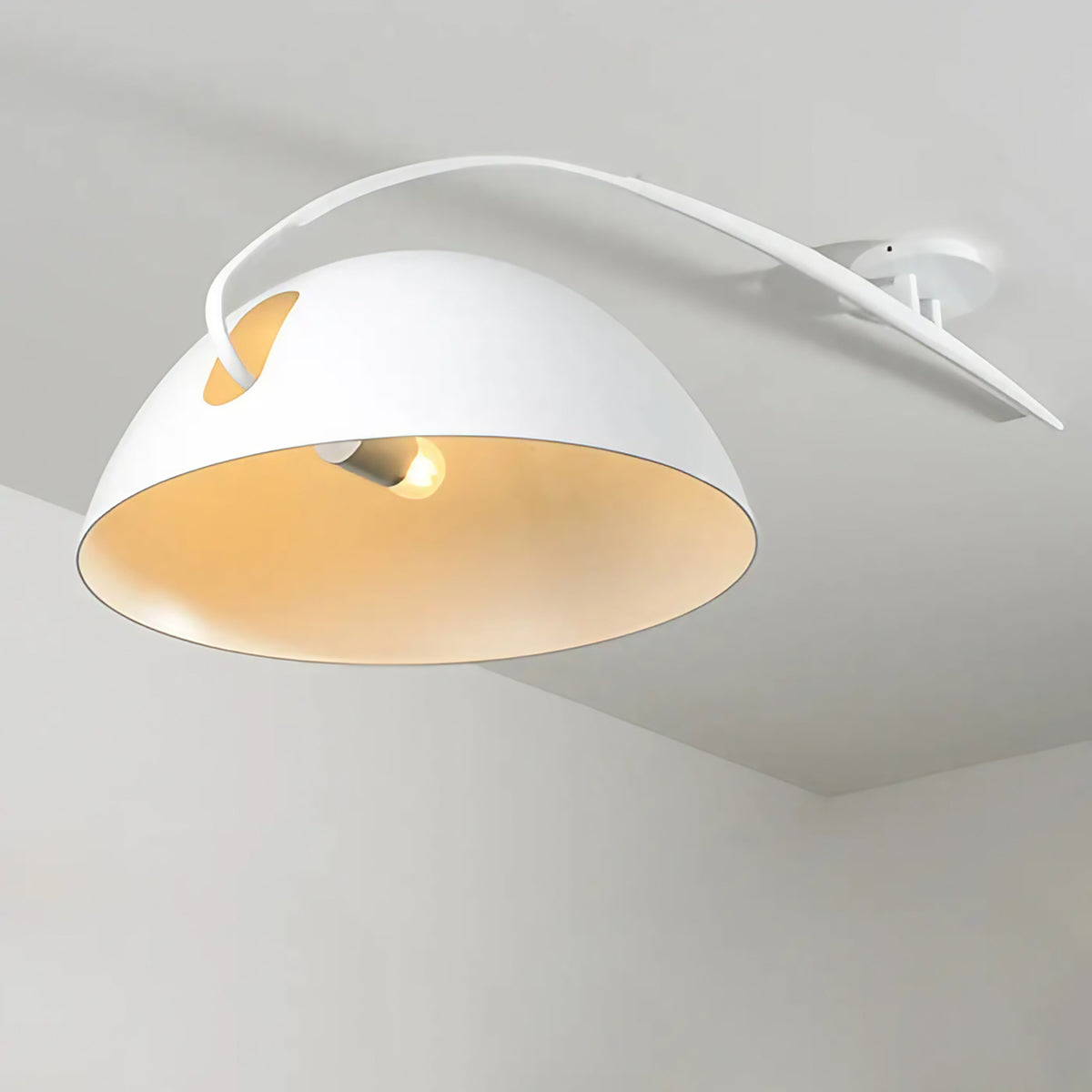Plafonnier en arc moderne pour salon, blanc ou noir, blanc