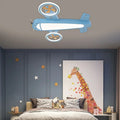 Plafonnier avion bleu à anneaux lumineux pour chambre d'enfant