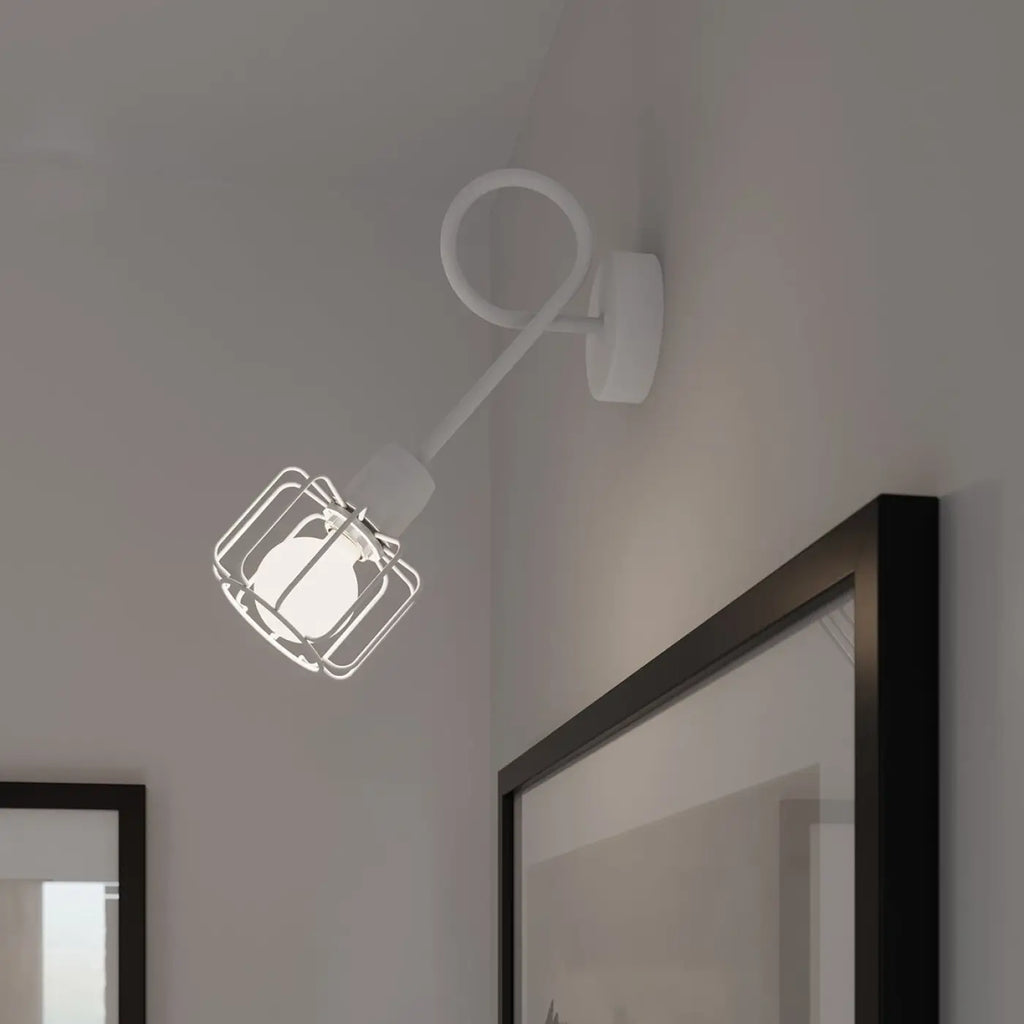 Plafonnier 2 spots orientables à grilles, métal blanc, 27 cm