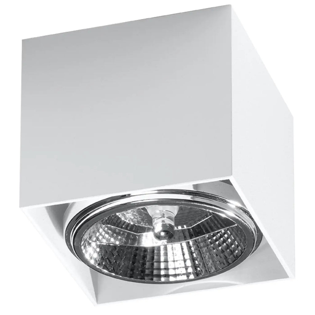 Plafonnier spot cube en aluminium blanc, en saillie, GU10