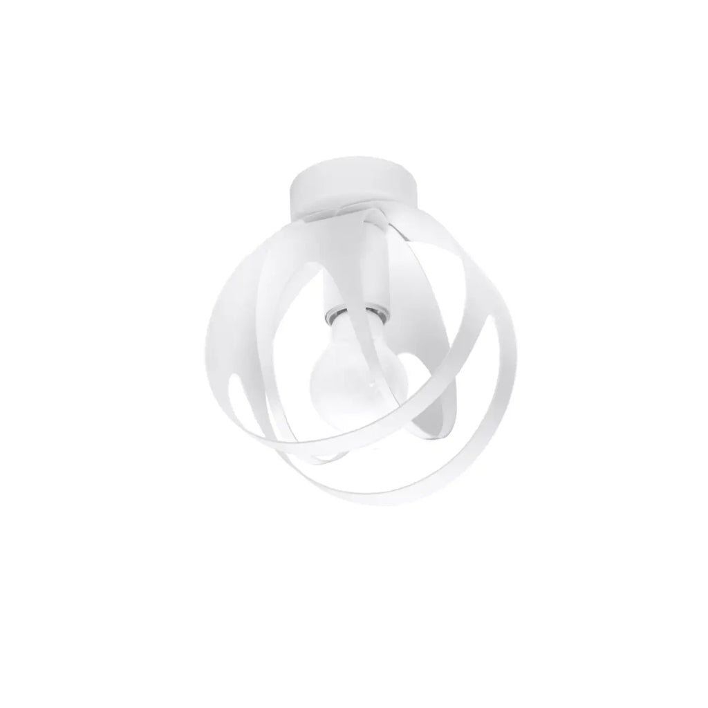 Plafonnier sphère ajourée en anneaux d'acier blanc, culot E27