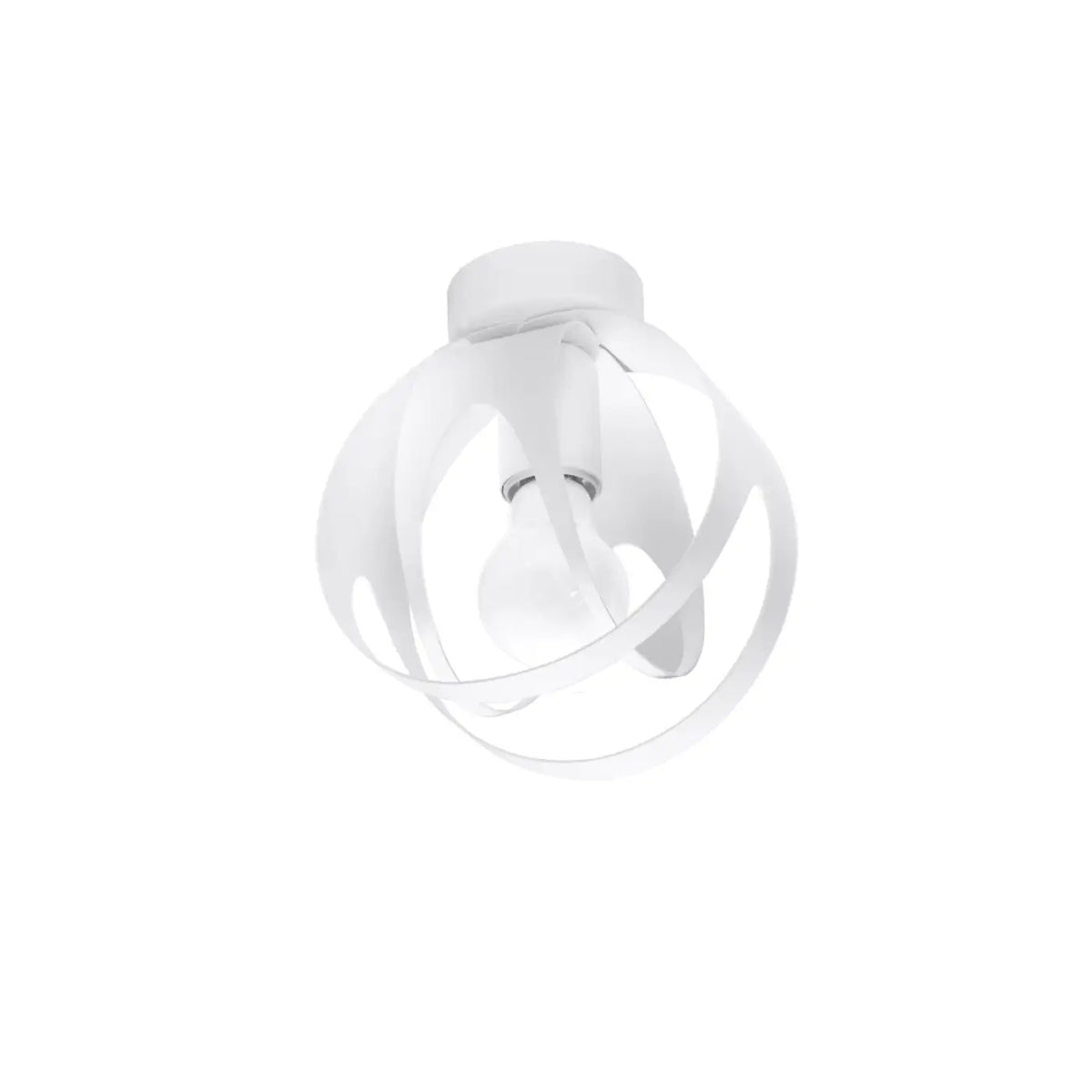 Plafonnier sphère ajourée en anneaux d'acier blanc, culot E27