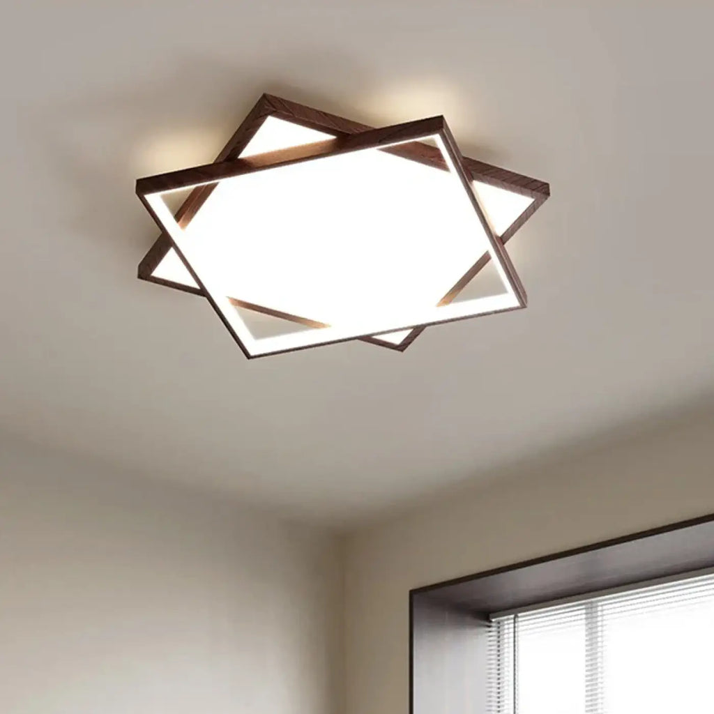 Plafonnier scandinave en bois, carré, ovale ou rond