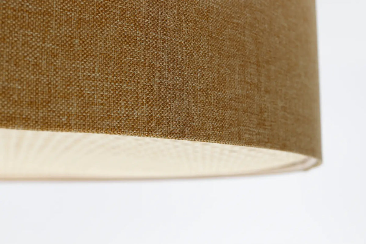 Plafonnier tissu brun et bande de rotin, de 40 à 70 cm