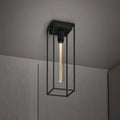 Plafonnier cage en acier noir sur plaque de marbre, 53 cm, noir