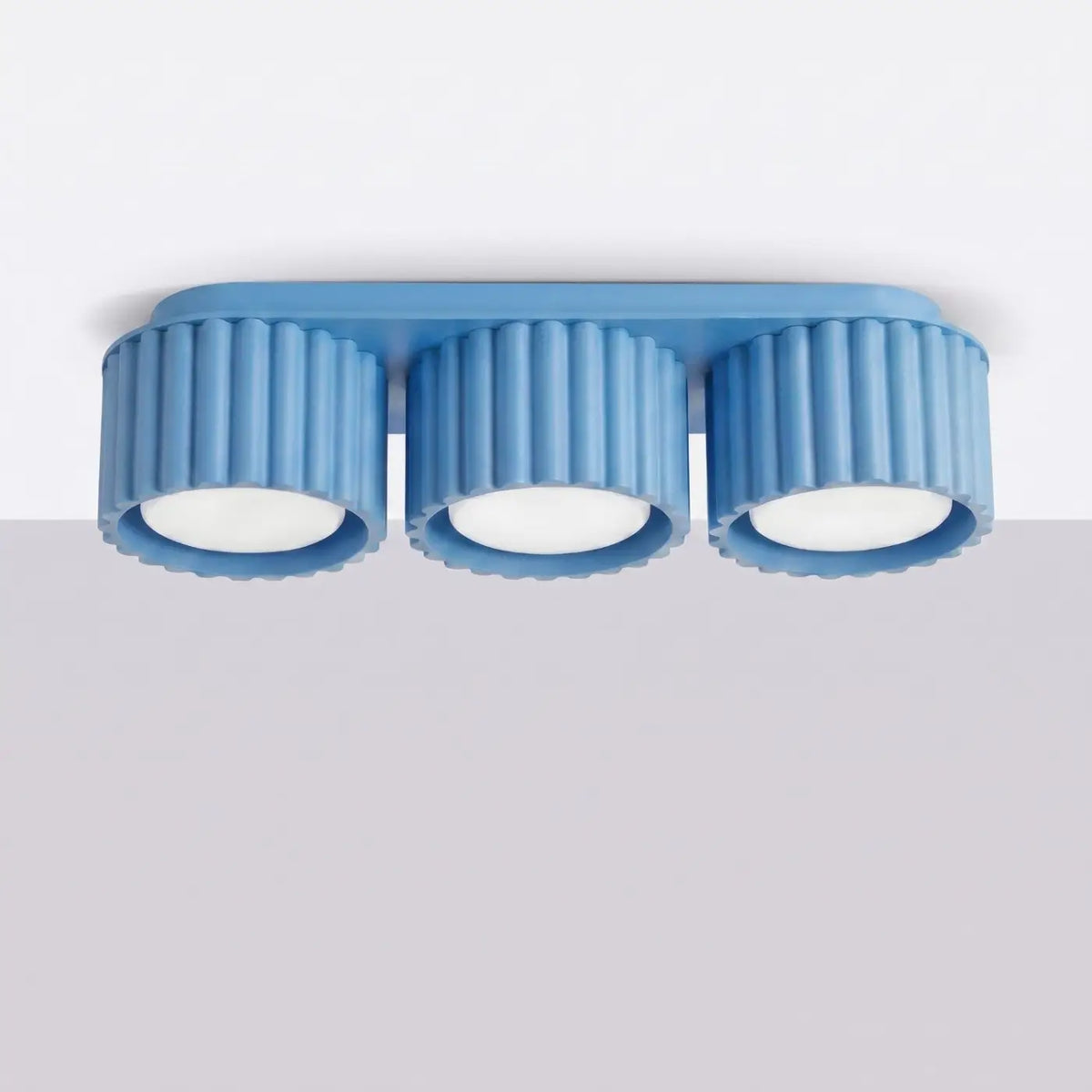 Plafonnier à spots cannelés en aluminium, 1, 2 ou 3 sources, bleu azur