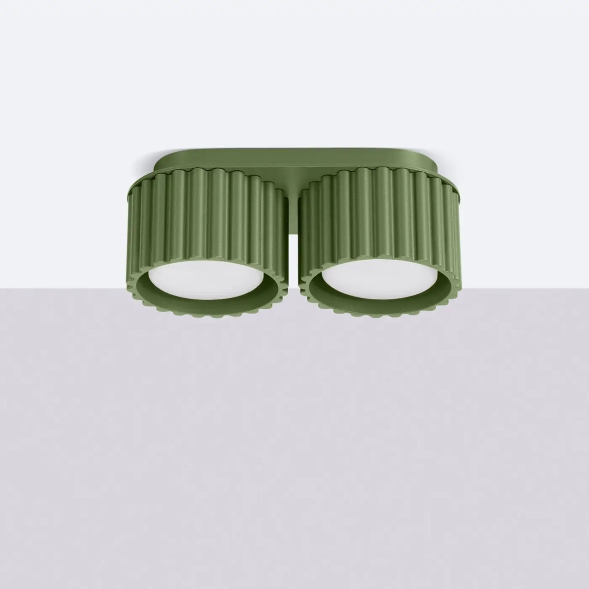 Plafonnier à spots cannelés en aluminium, 1, 2 ou 3 sources, vert olive