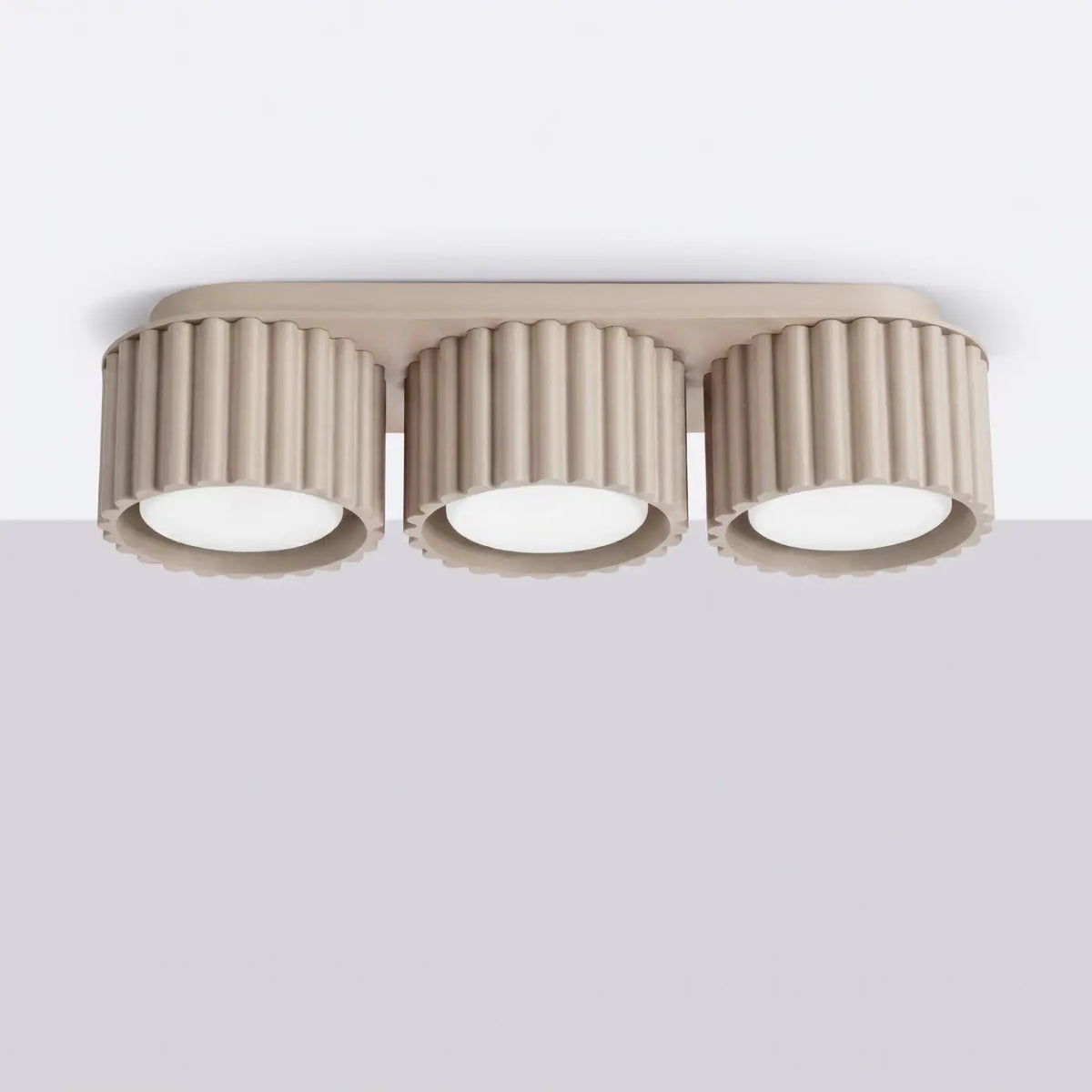 Plafonnier à spots cannelés en aluminium, 1, 2 ou 3 sources, taupe