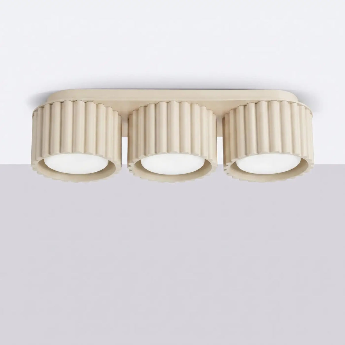 Plafonnier à spots cannelés en aluminium, 1, 2 ou 3 sources, beige
