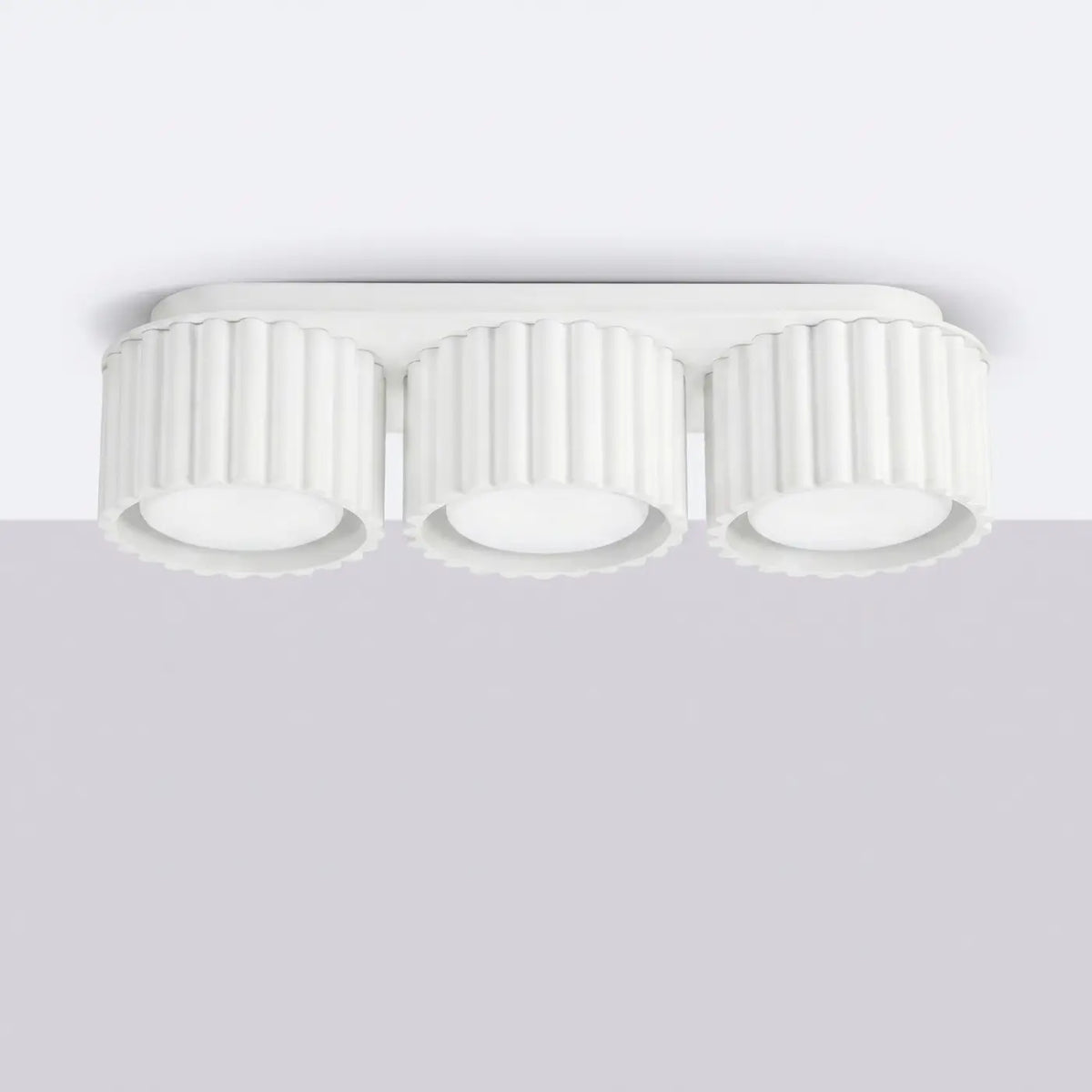 Plafonnier à spots cannelés en aluminium, 1, 2 ou 3 sources, blanc