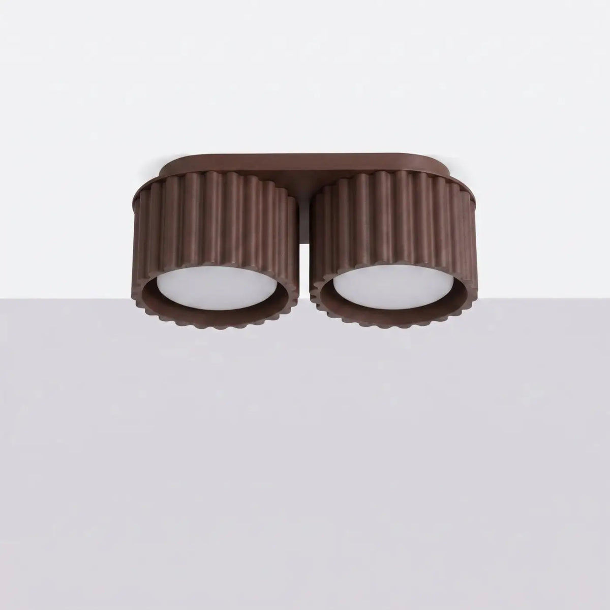 Plafonnier à spots cannelés en aluminium, 1, 2 ou 3 sources, marron