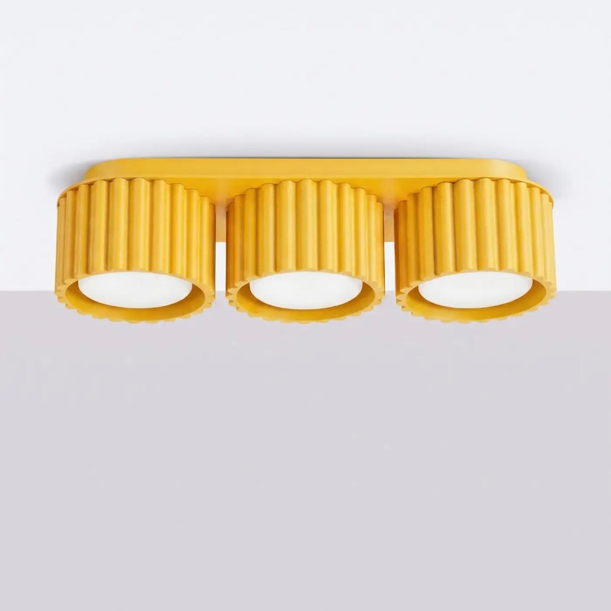 Plafonnier à spots cannelés en aluminium, 1, 2 ou 3 sources, jaune
