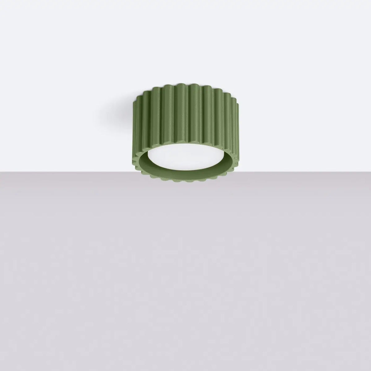 Plafonnier à spots cannelés en aluminium, 1, 2 ou 3 sources, vert olive