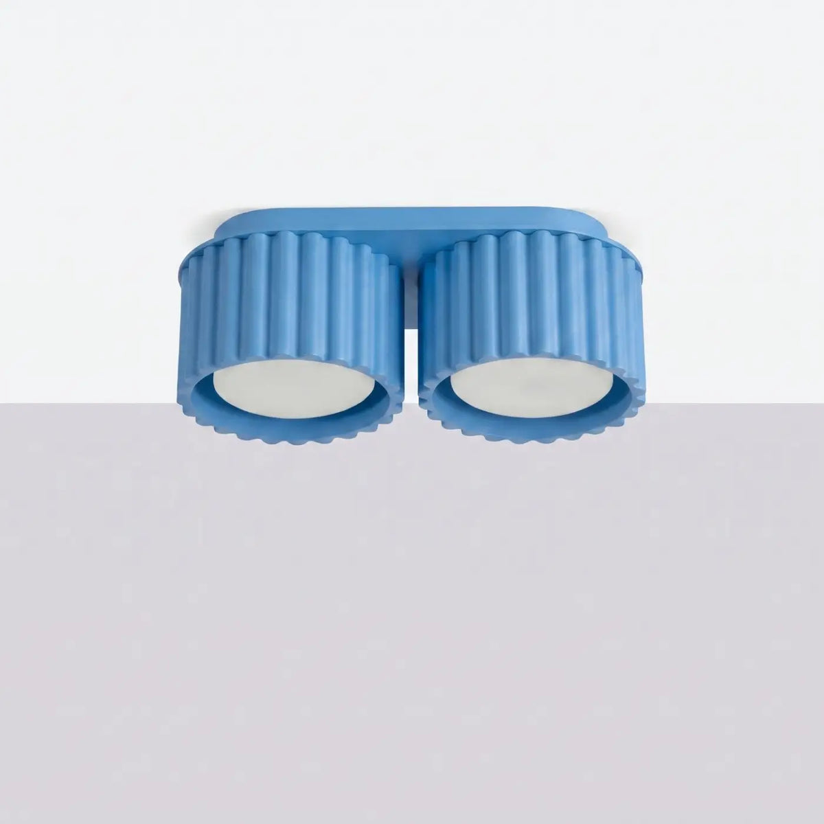 Plafonnier à spots cannelés en aluminium, 1, 2 ou 3 sources, bleu azur