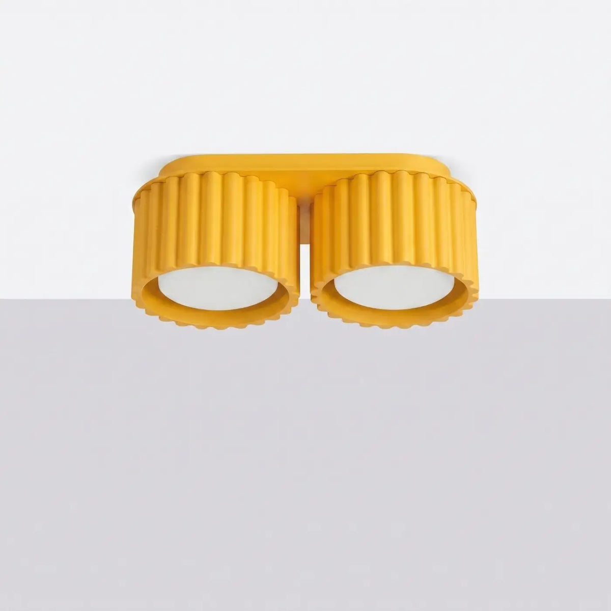 Plafonnier à spots cannelés en aluminium, 1, 2 ou 3 sources, jaune