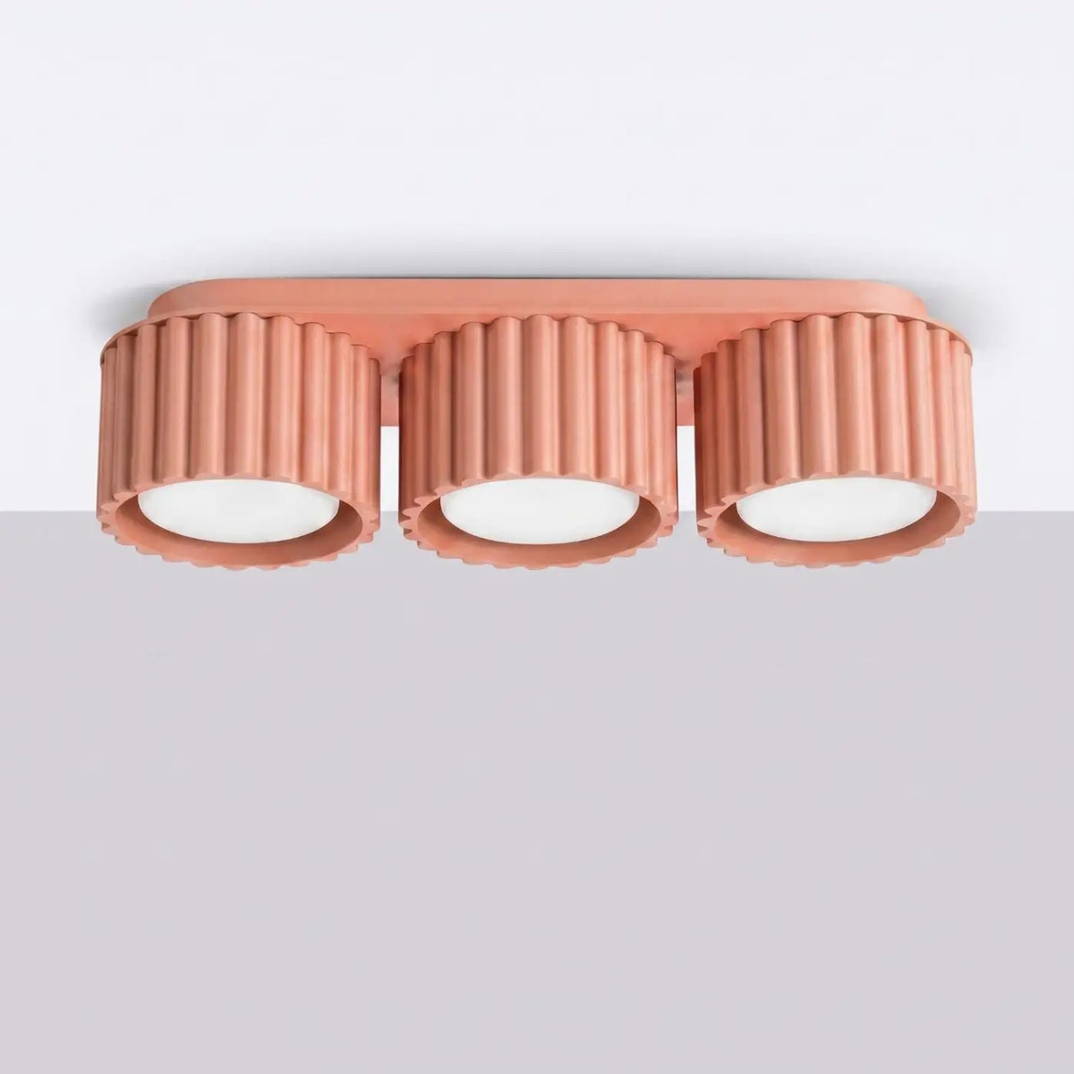 Plafonnier à spots cannelés en aluminium, 1, 2 ou 3 sources, pêche