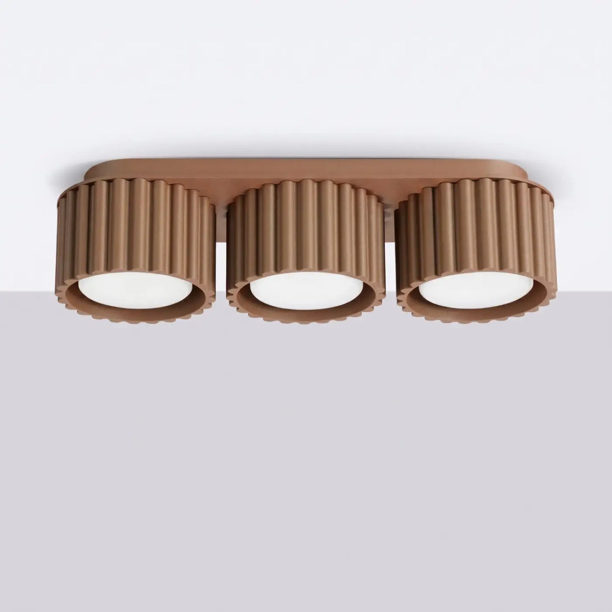 Plafonnier à spots cannelés en aluminium, 1, 2 ou 3 sources, moka