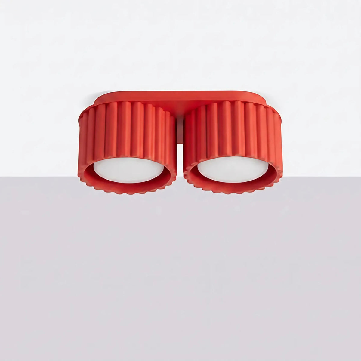 Plafonnier à spots cannelés en aluminium, 1, 2 ou 3 sources, rouge