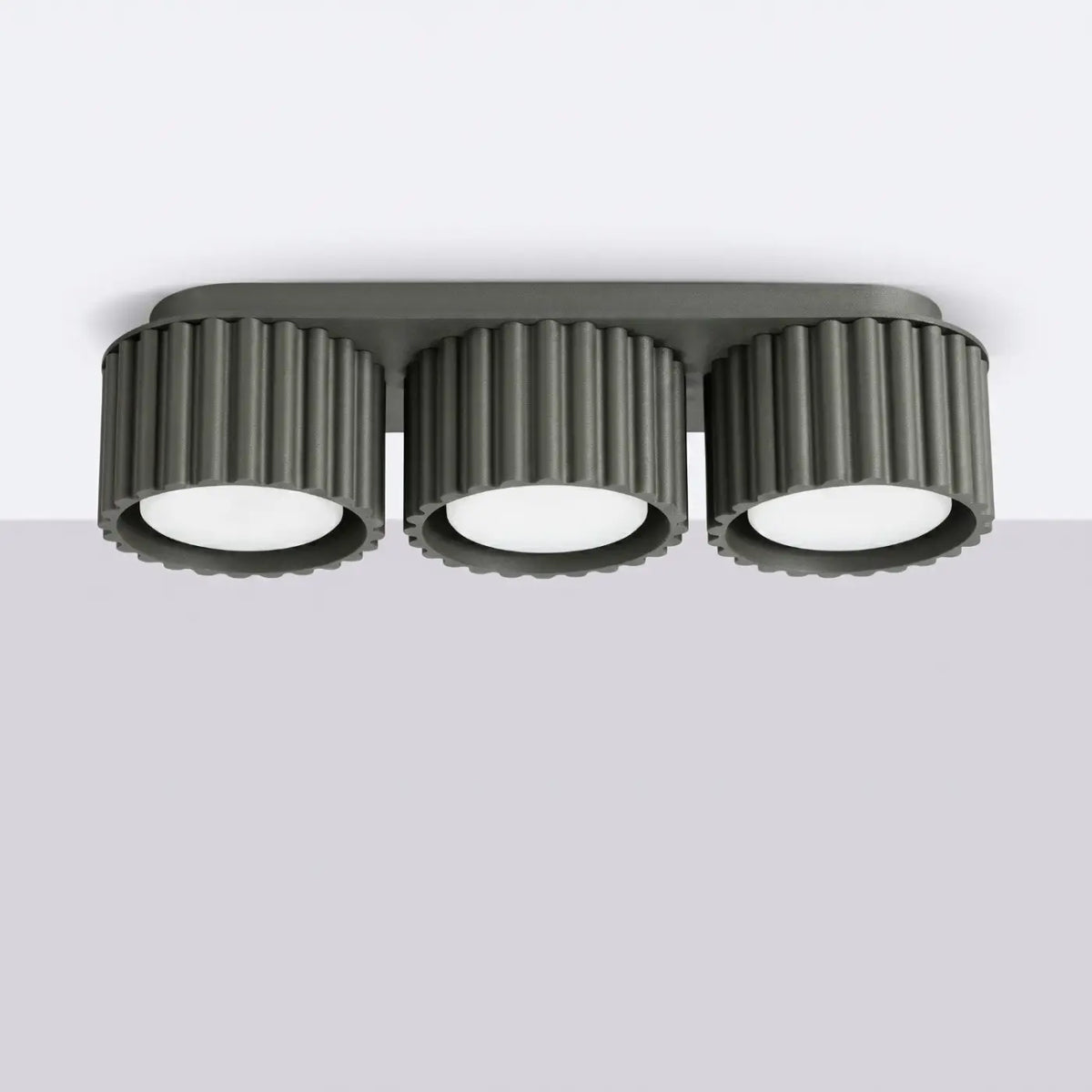 Plafonnier à spots cannelés en aluminium, 1, 2 ou 3 sources, noir