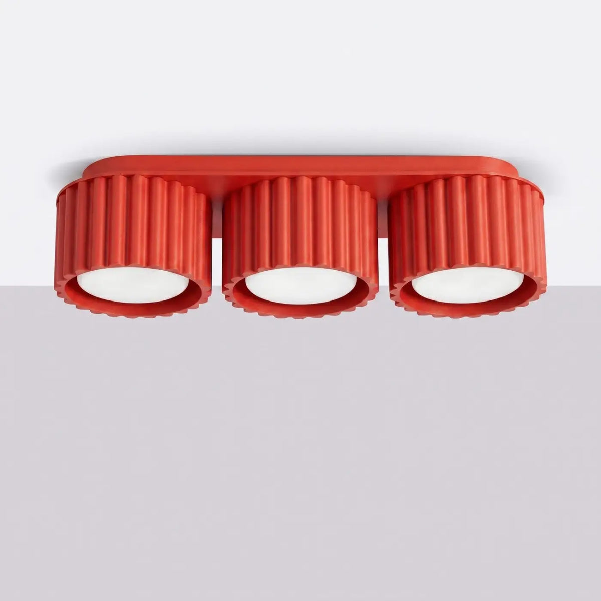 Plafonnier à spots cannelés en aluminium, 1, 2 ou 3 sources, rouge