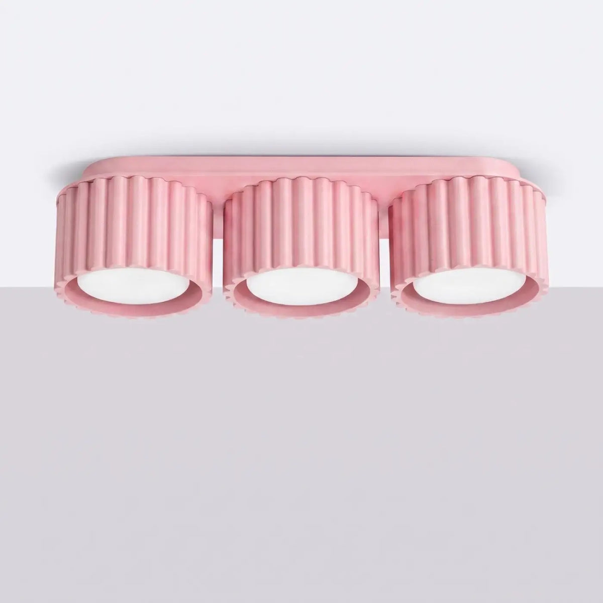 Plafonnier à spots cannelés en aluminium, 1, 2 ou 3 sources, rose