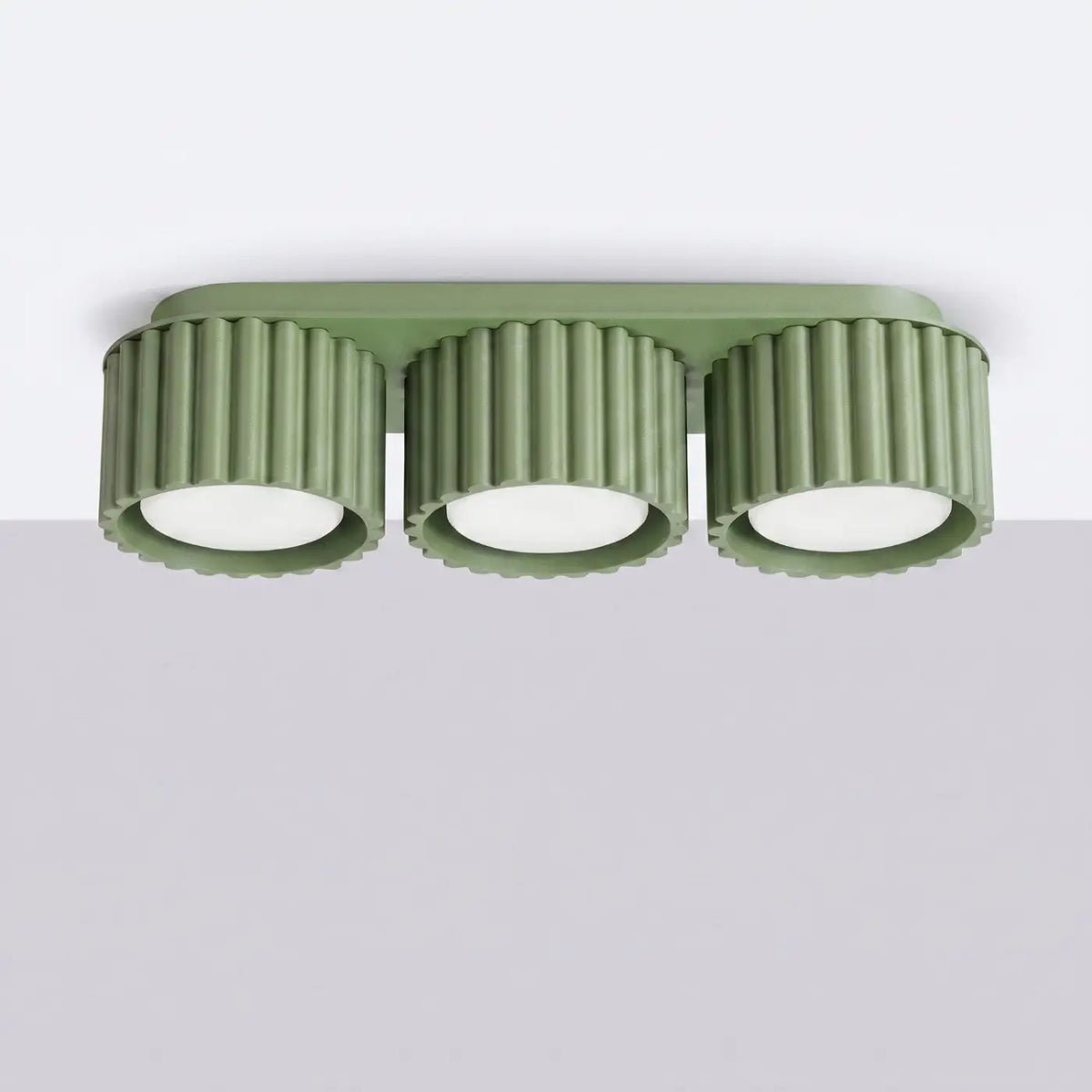 Plafonnier à spots cannelés en aluminium, 1, 2 ou 3 sources, sauge
