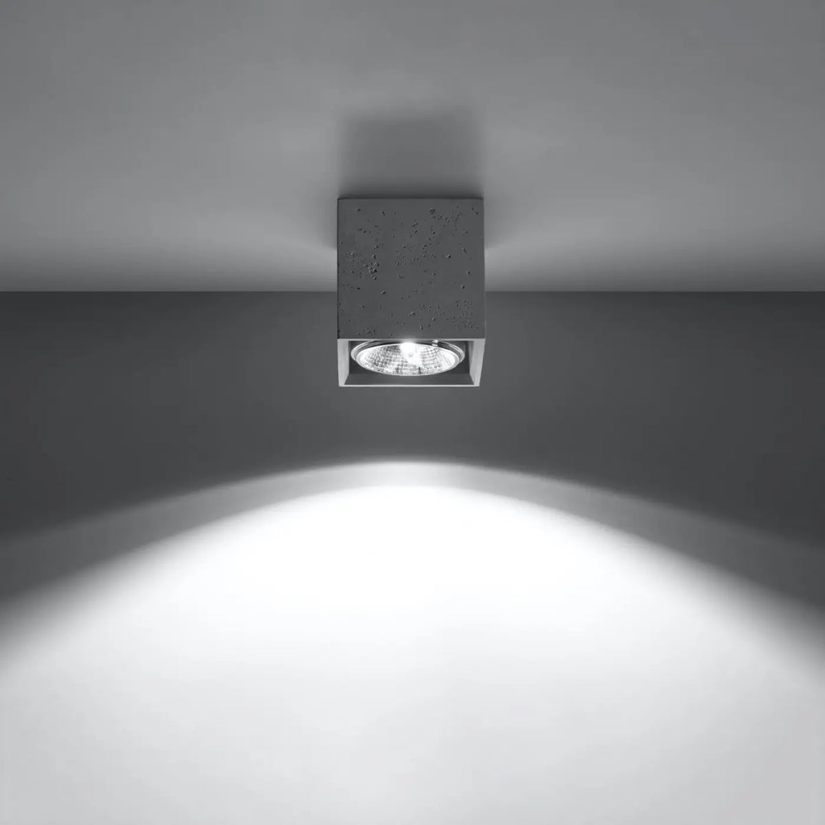 Plafonnier cube en béton gris clair, style industriel, GU10