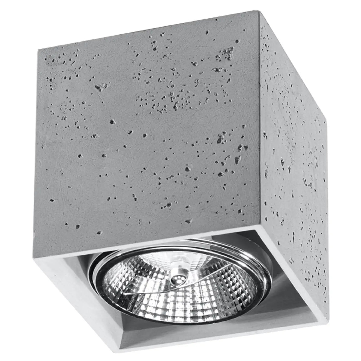 Plafonnier cube en béton gris clair, style industriel, GU10