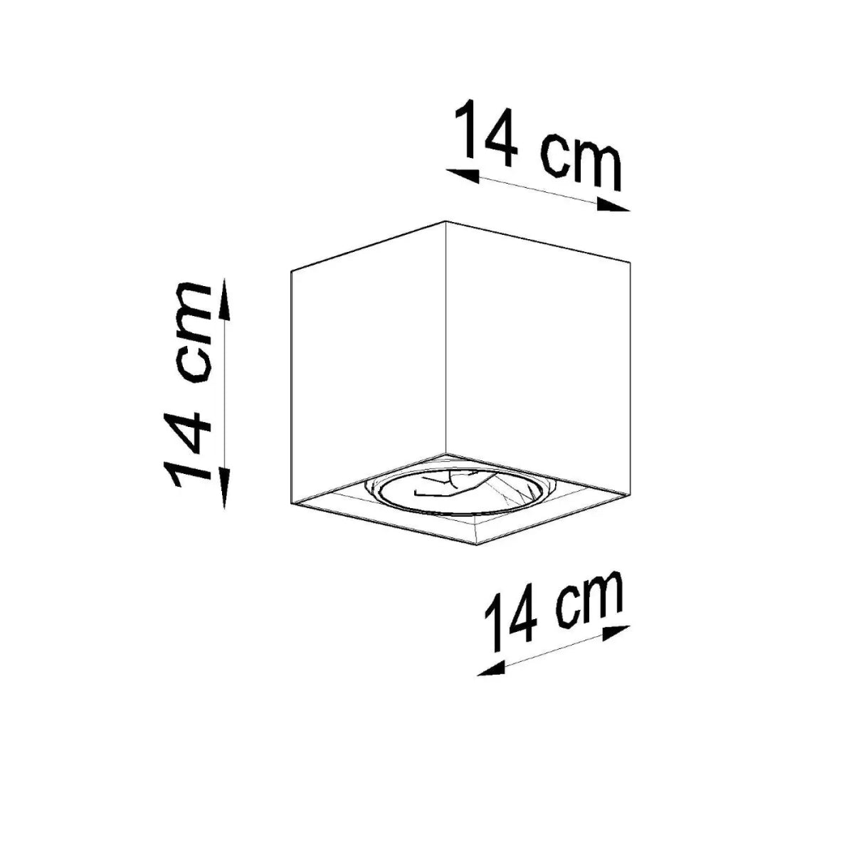 Plafonnier cube en béton gris clair, style industriel, GU10
