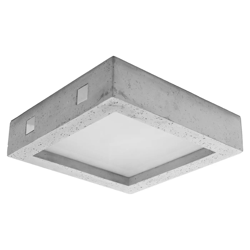 Plafonnier LED carré en béton gris, 18 W, blanc chaud 3000 K