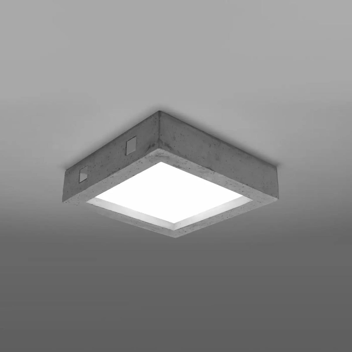 Plafonnier LED carré en béton gris, 18 W, blanc chaud 3000 K