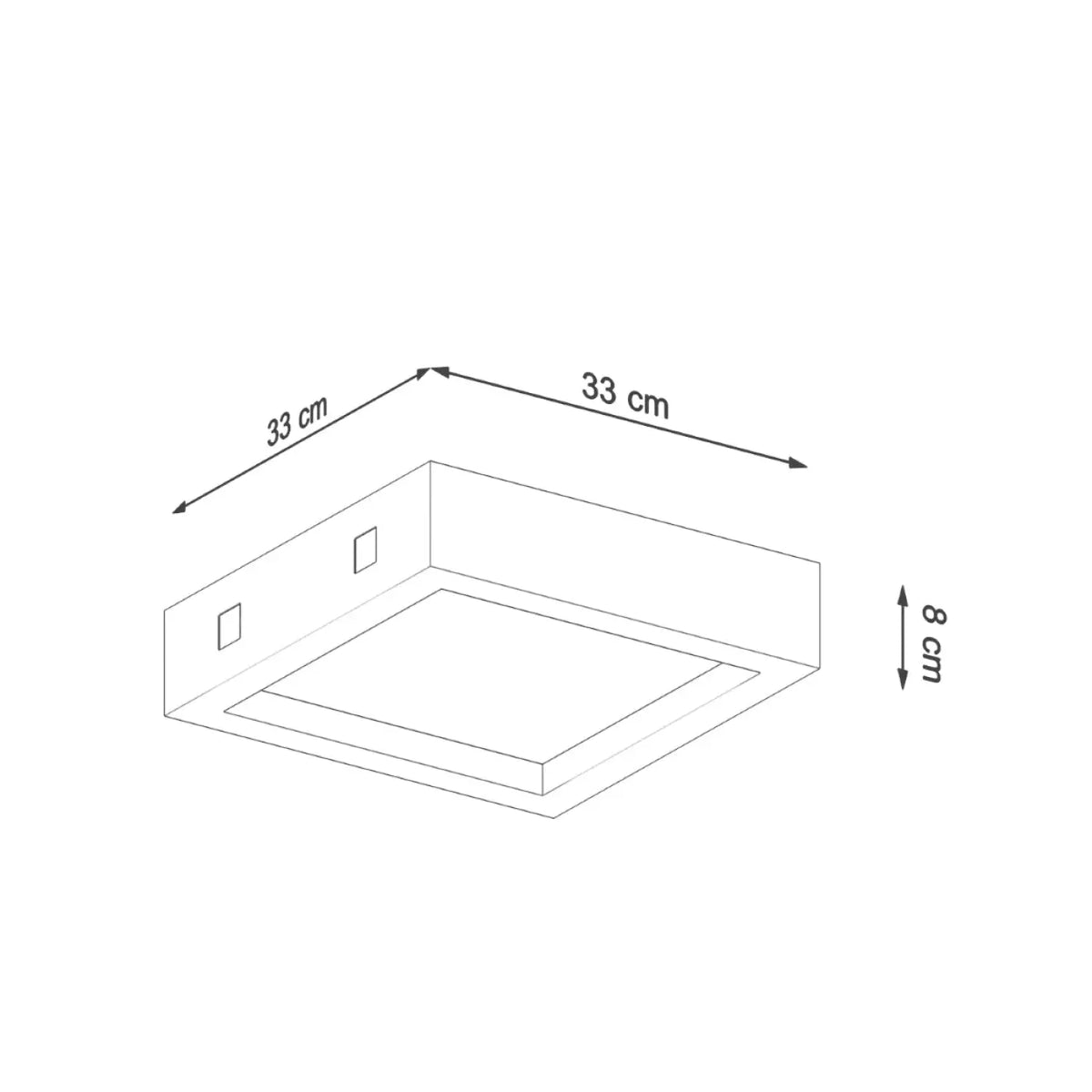Plafonnier LED carré en béton gris, 18 W, blanc chaud 3000 K