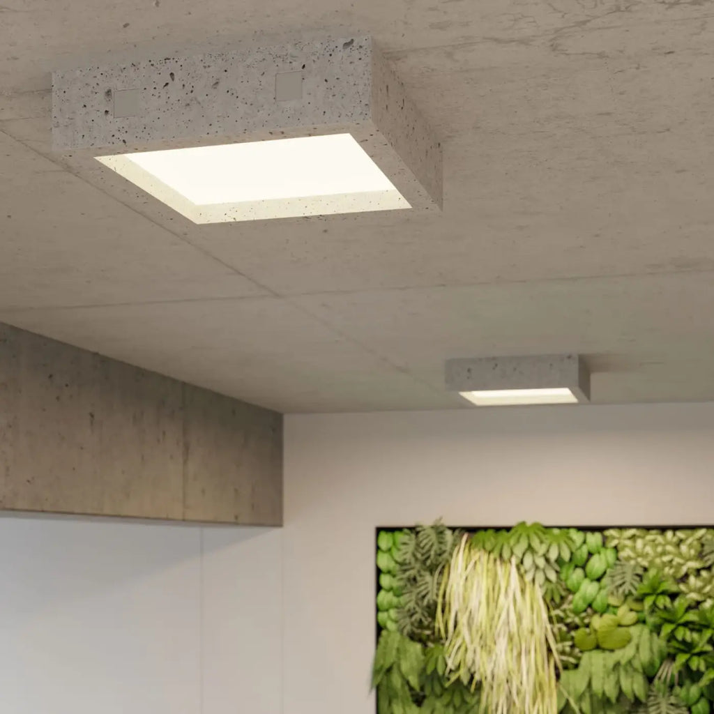 Plafonnier LED carré en béton gris, 18 W, blanc chaud 3000 K