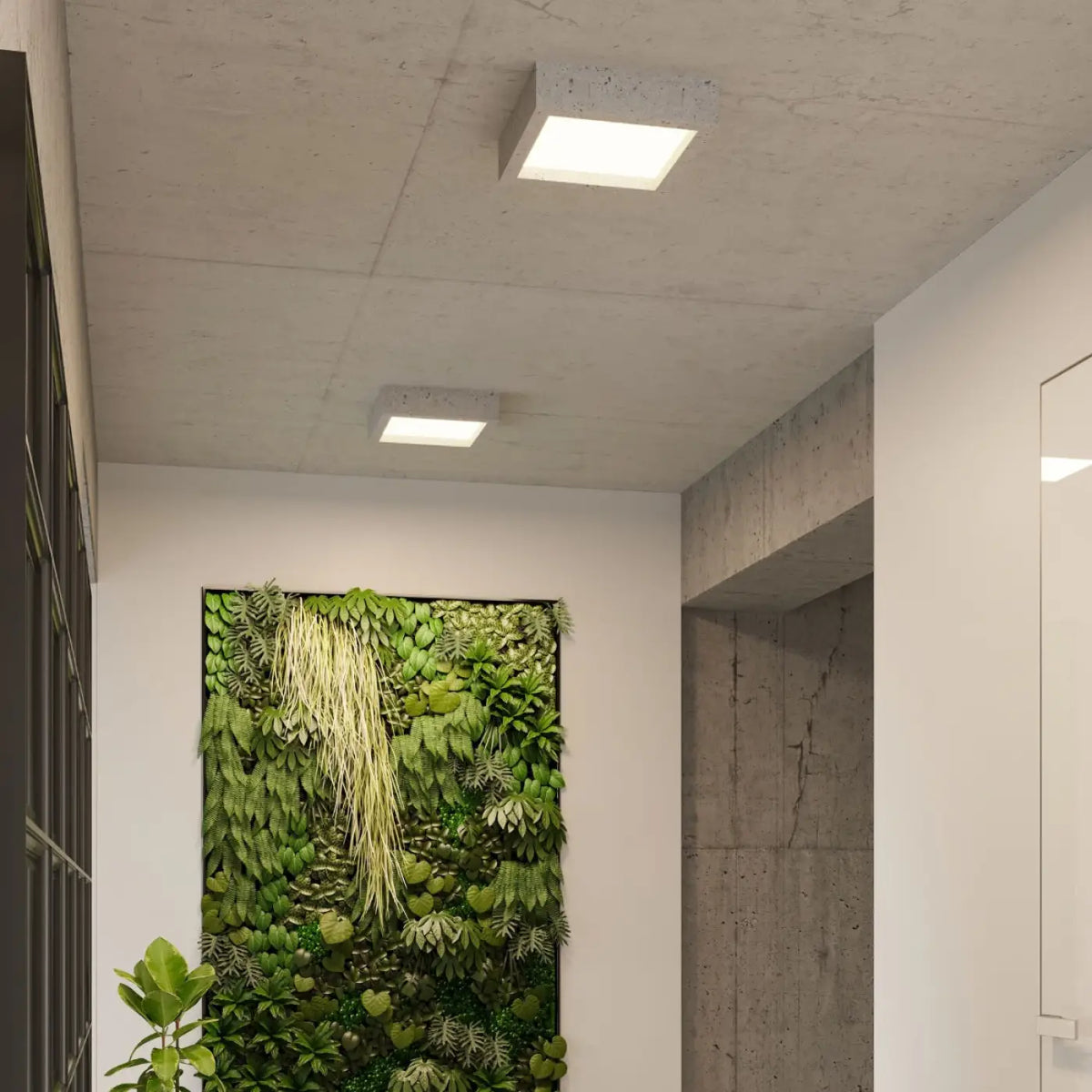 Plafonnier LED carré en béton gris, 18 W, blanc chaud 3000 K