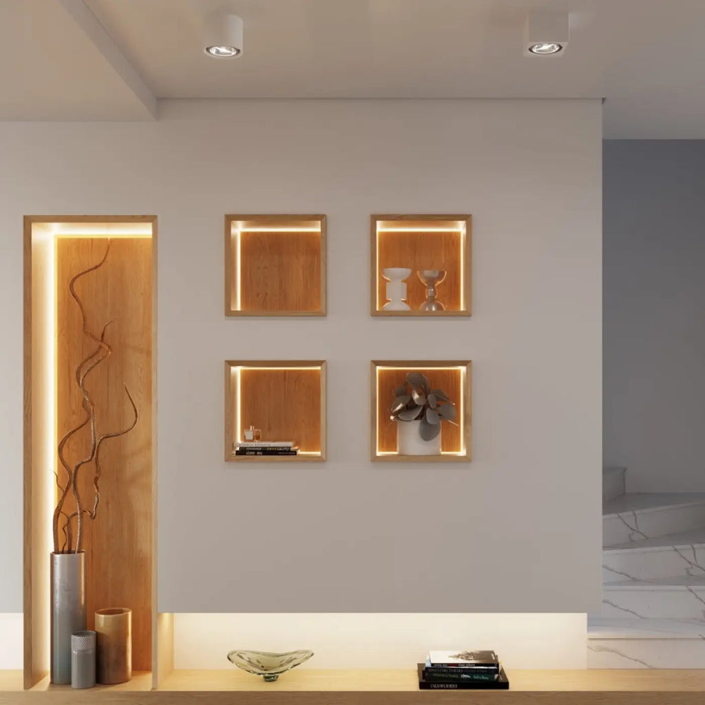 Petit plafonnier carré en céramique blanche, style minimaliste