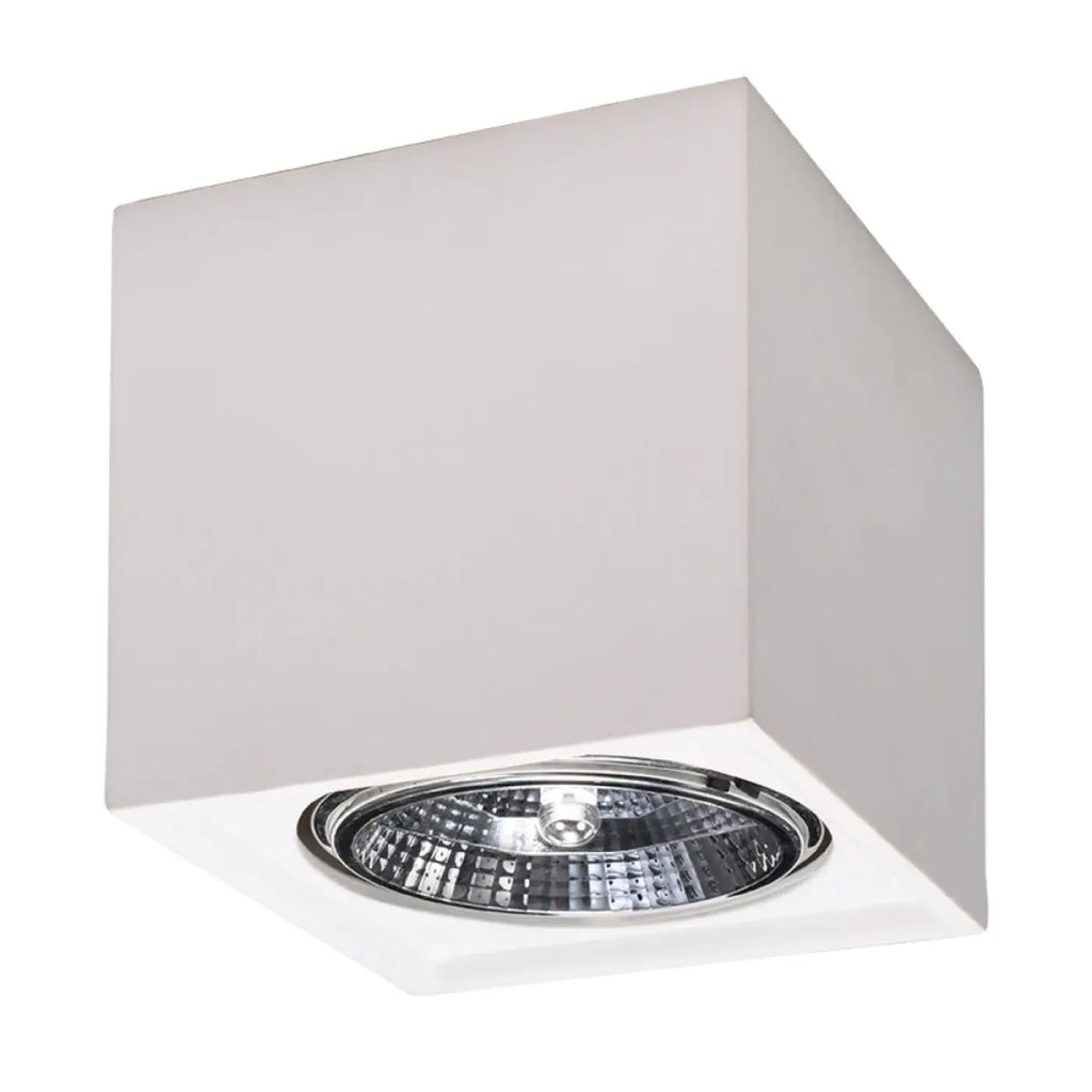 Petit plafonnier carré en céramique blanche, style minimaliste