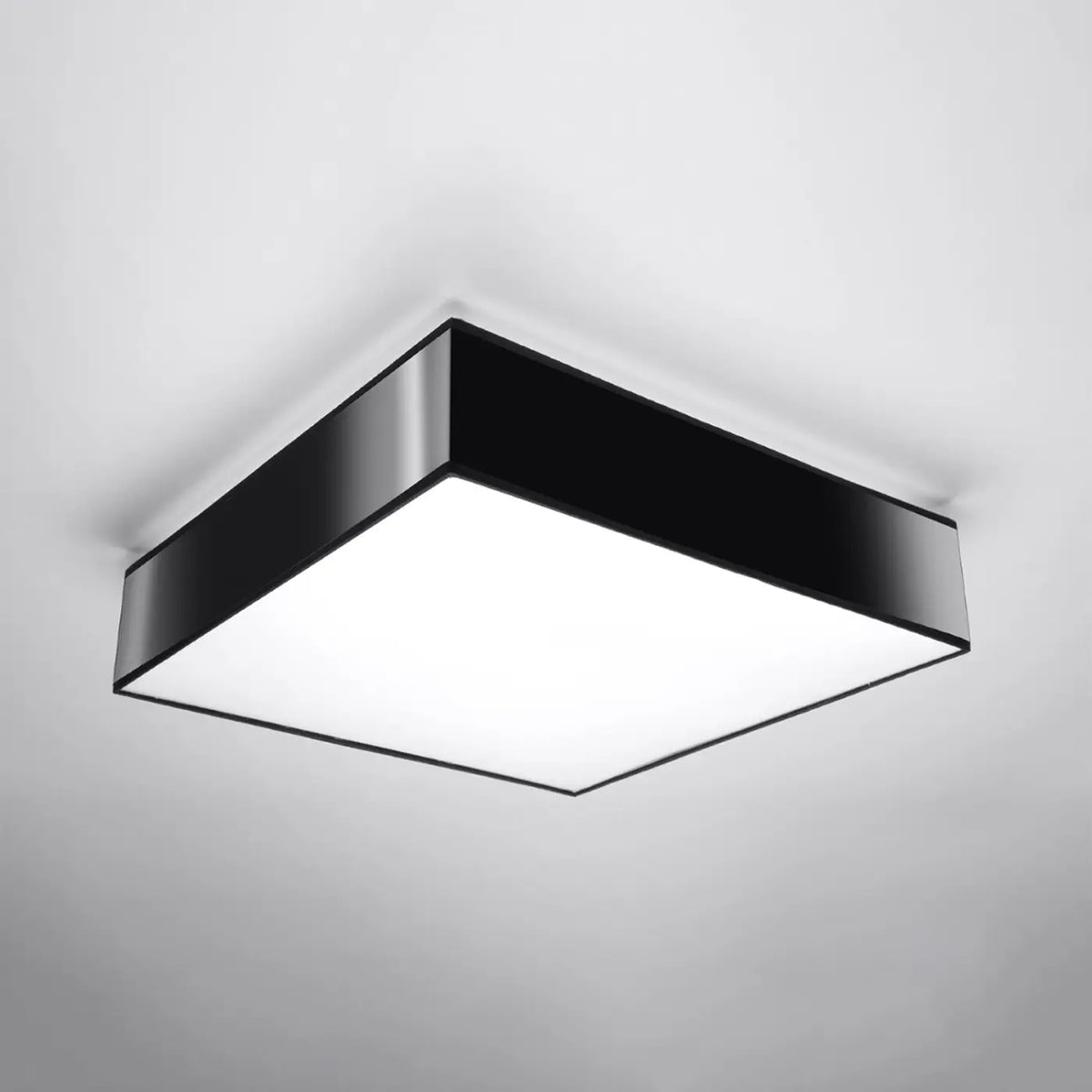 Plafonnier carré à diffuseur blanc, 11 cm d'épaisseur, 4 tailles, noir