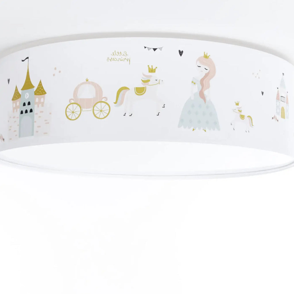Plafonnier chambre fille, princesses, châteaux et licornes