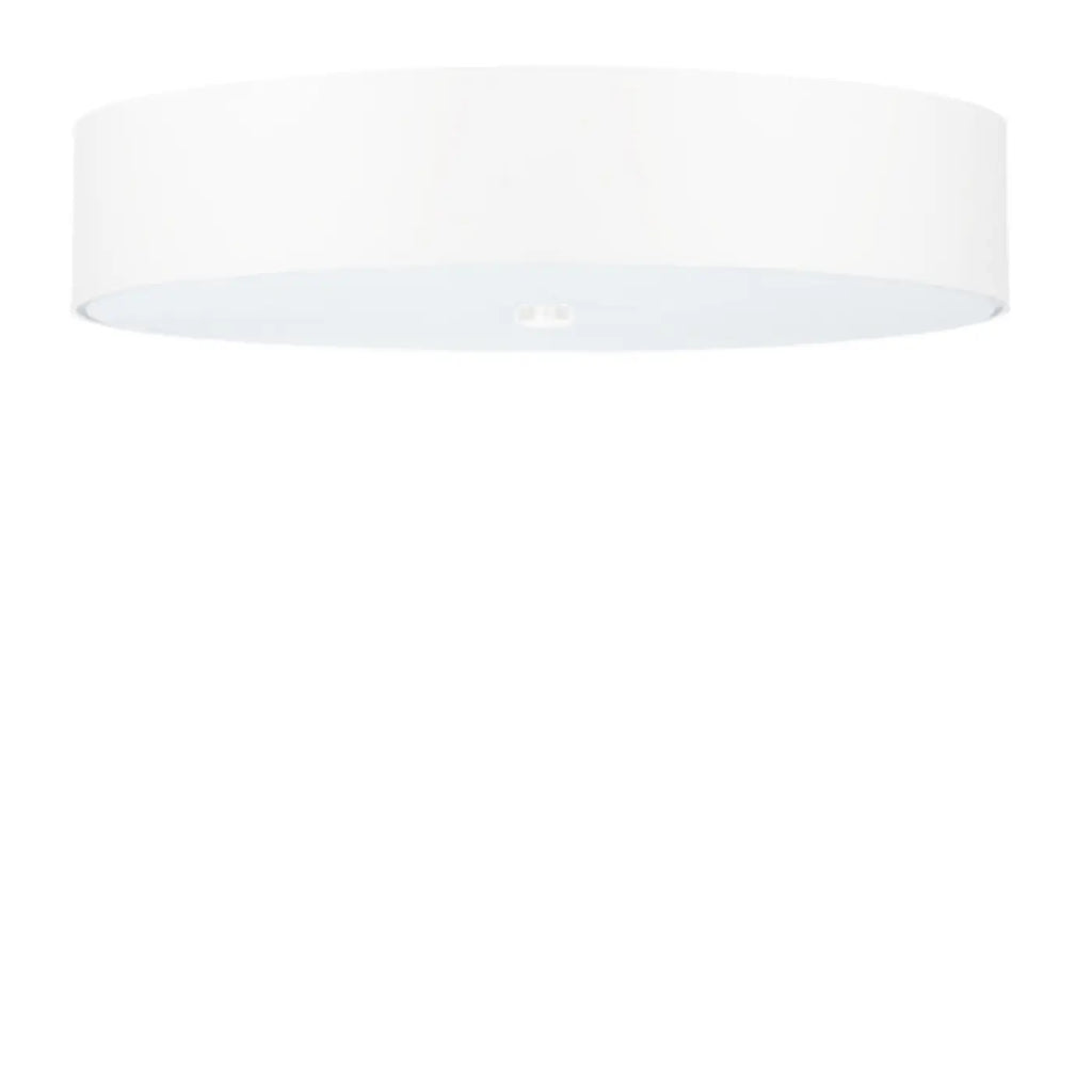 Plafonnier rond blanc en tissu et verre, 60 cm, 5 ampoules E27